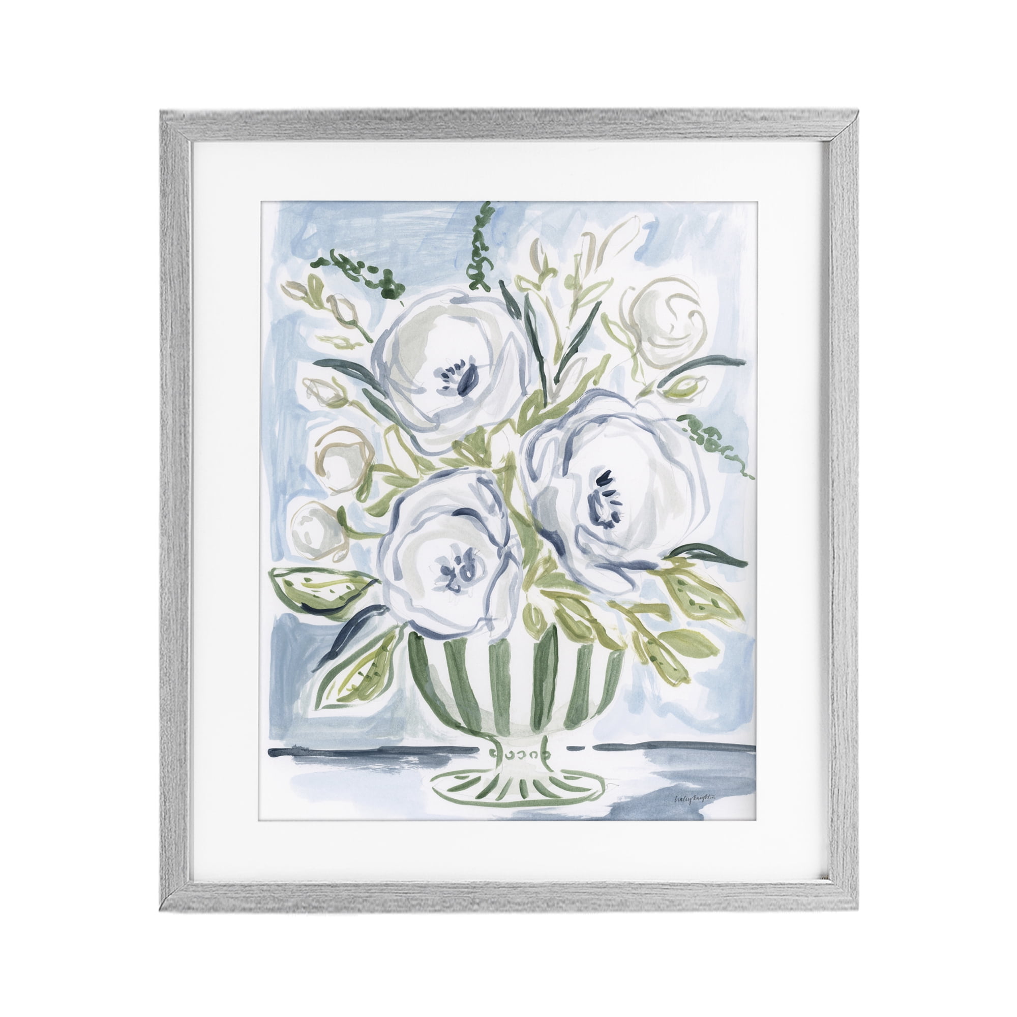 Stupell Industries Fiona Pastel Floral Bouquet Gray Framed Print Under Glass, design by Haley Knighten