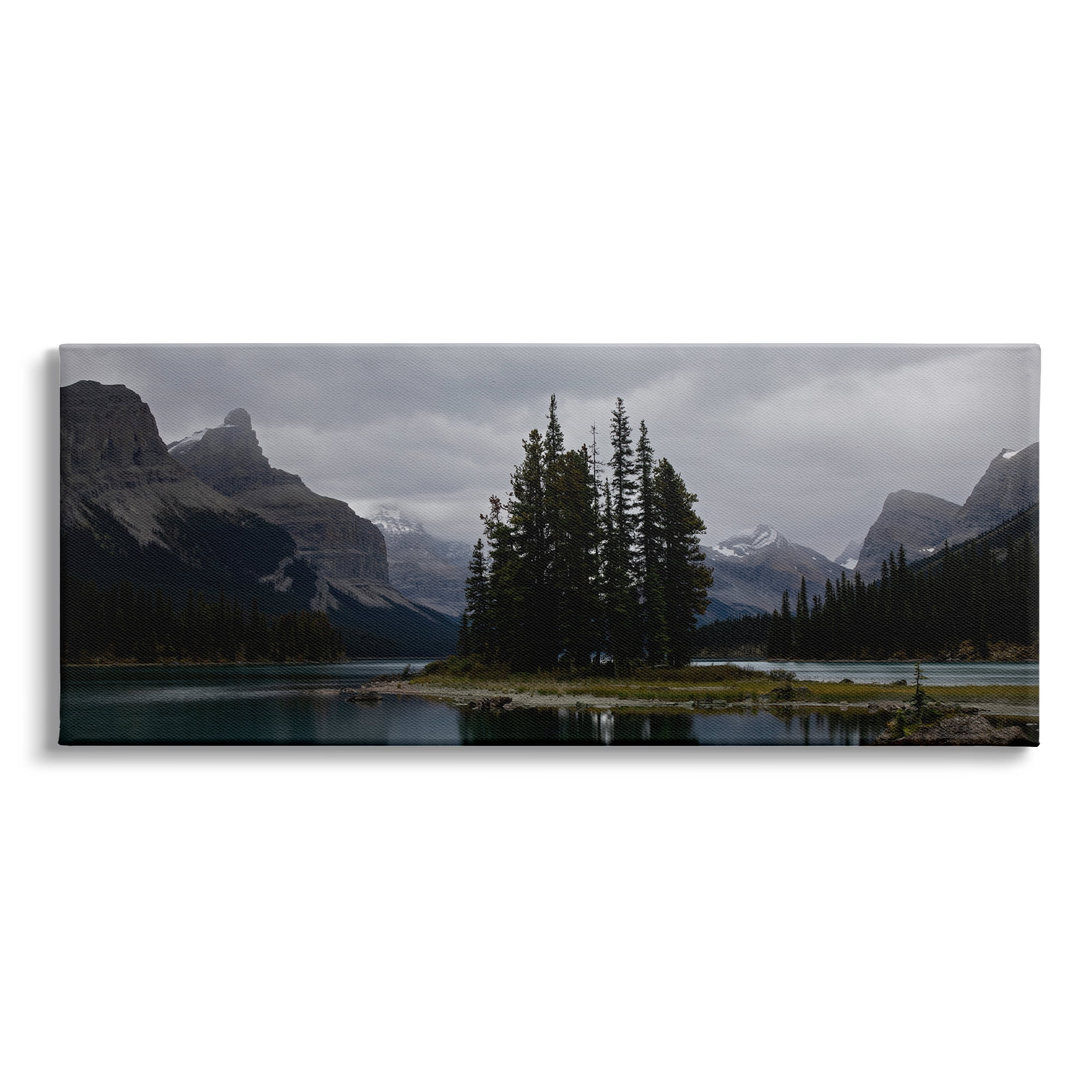 Stupell Industries Fir Tree Forest Lake Landscape Moody Weather Photography, 48 x 20, Design by Daniel Sproul