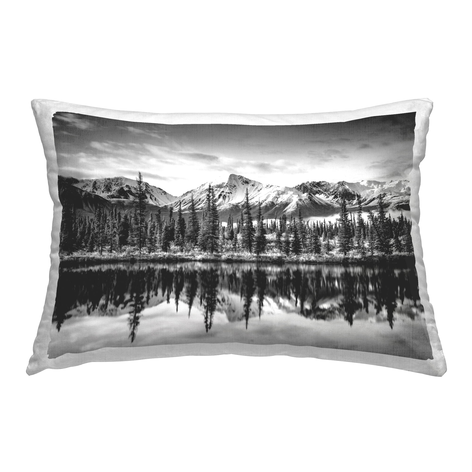 Stupell Industries Fir Trees Lake Reflection Decorative Printed Throw Pillow, 14 x 20