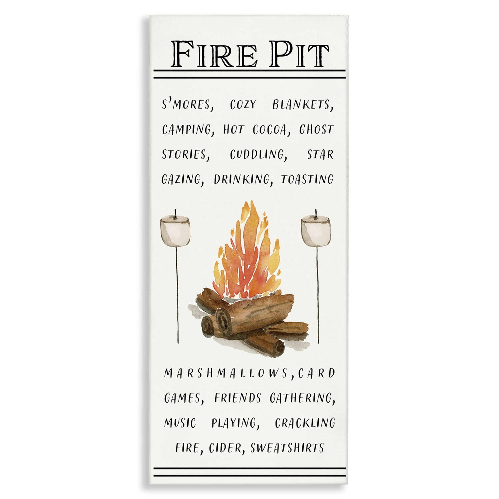 Stupell Industries Fire Pit & Marshmallows Food & Beverage Painting Gallery Wrapped Canvas Art Print Wall Art, 13 x 30