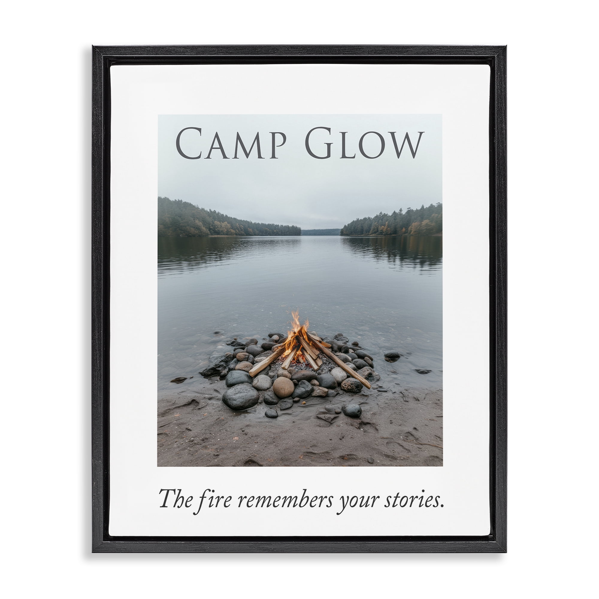 Stupell Industries Fire Remembers Your Stories Black Framed Floater Canvas Wall Art, design by A Barefoot Stylist