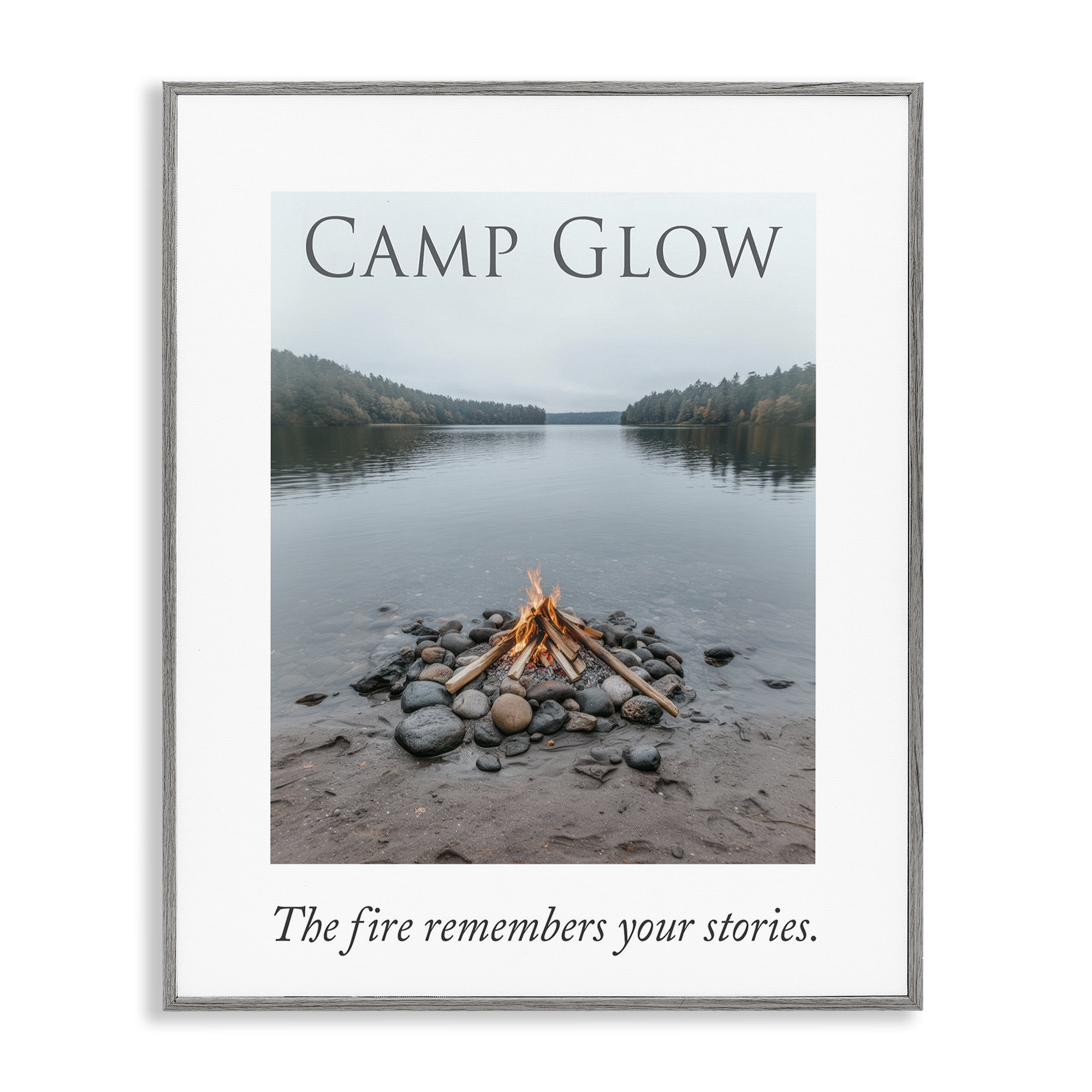 Stupell Industries Fire Remembers Your Stories Gray Framed Giclee Art, design by A Barefoot Stylist