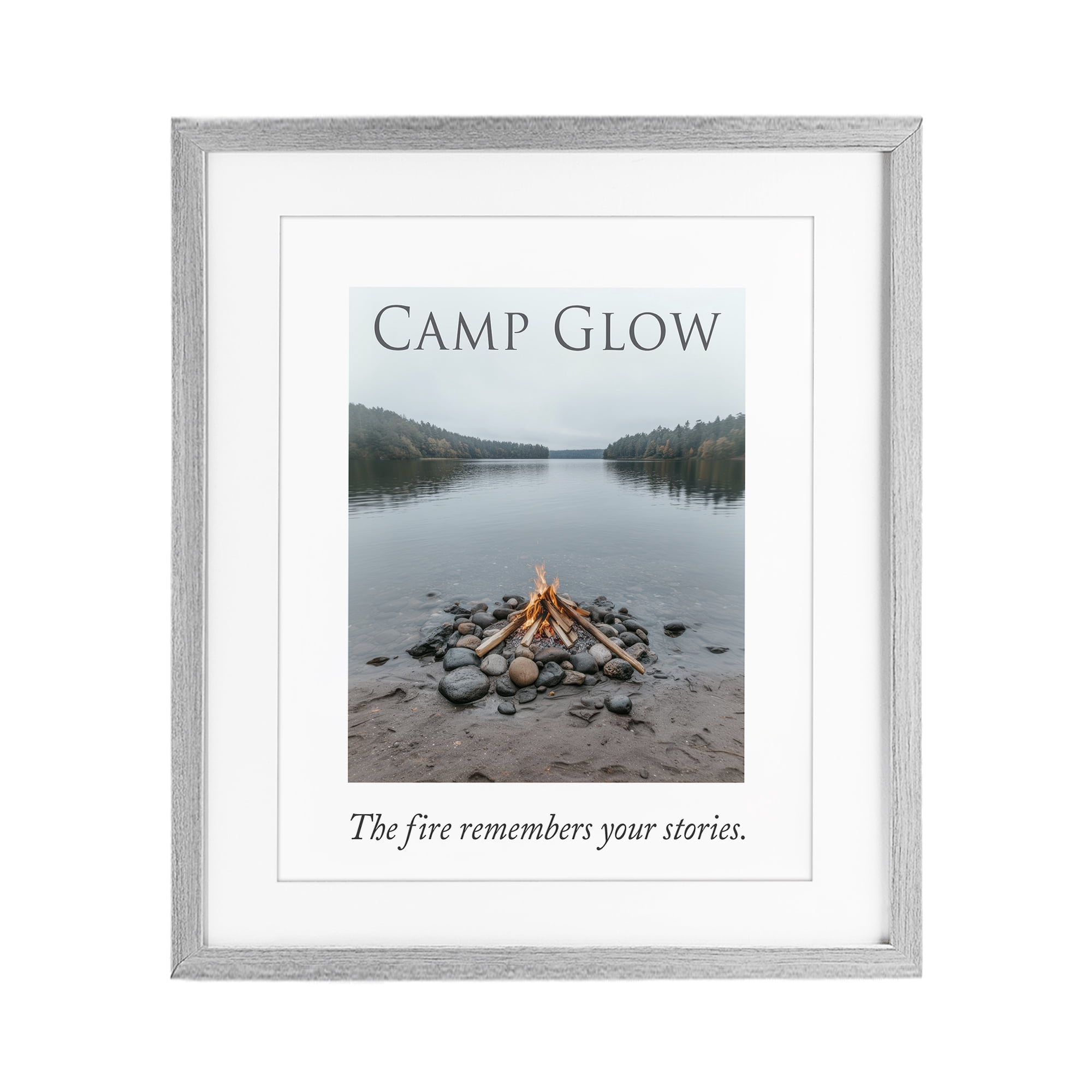 Stupell Industries Fire Remembers Your Stories Gray Framed Print Under Glass, design by A Barefoot Stylist