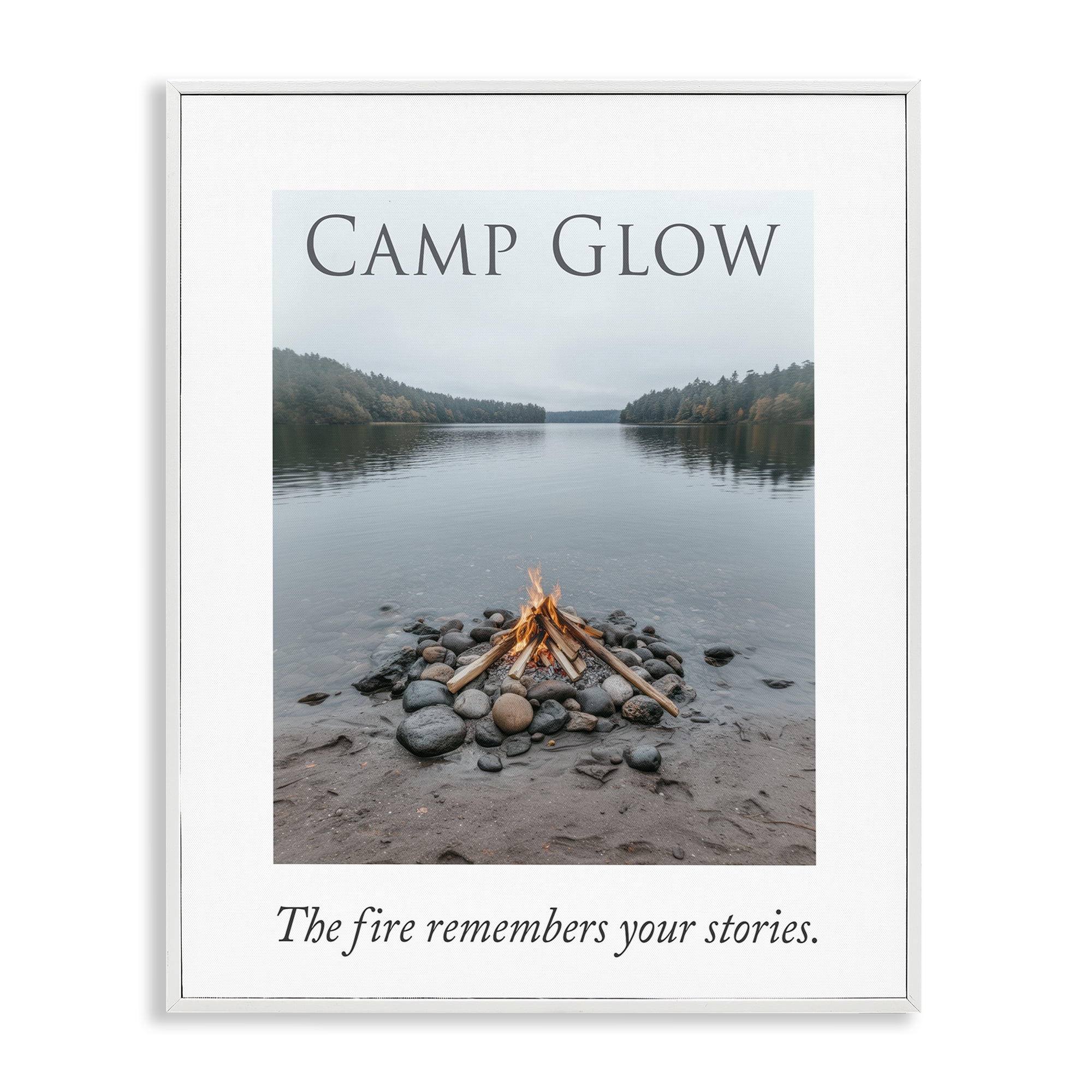 Stupell Industries Fire Remembers Your Stories White Framed Giclee Art, design by A Barefoot Stylist