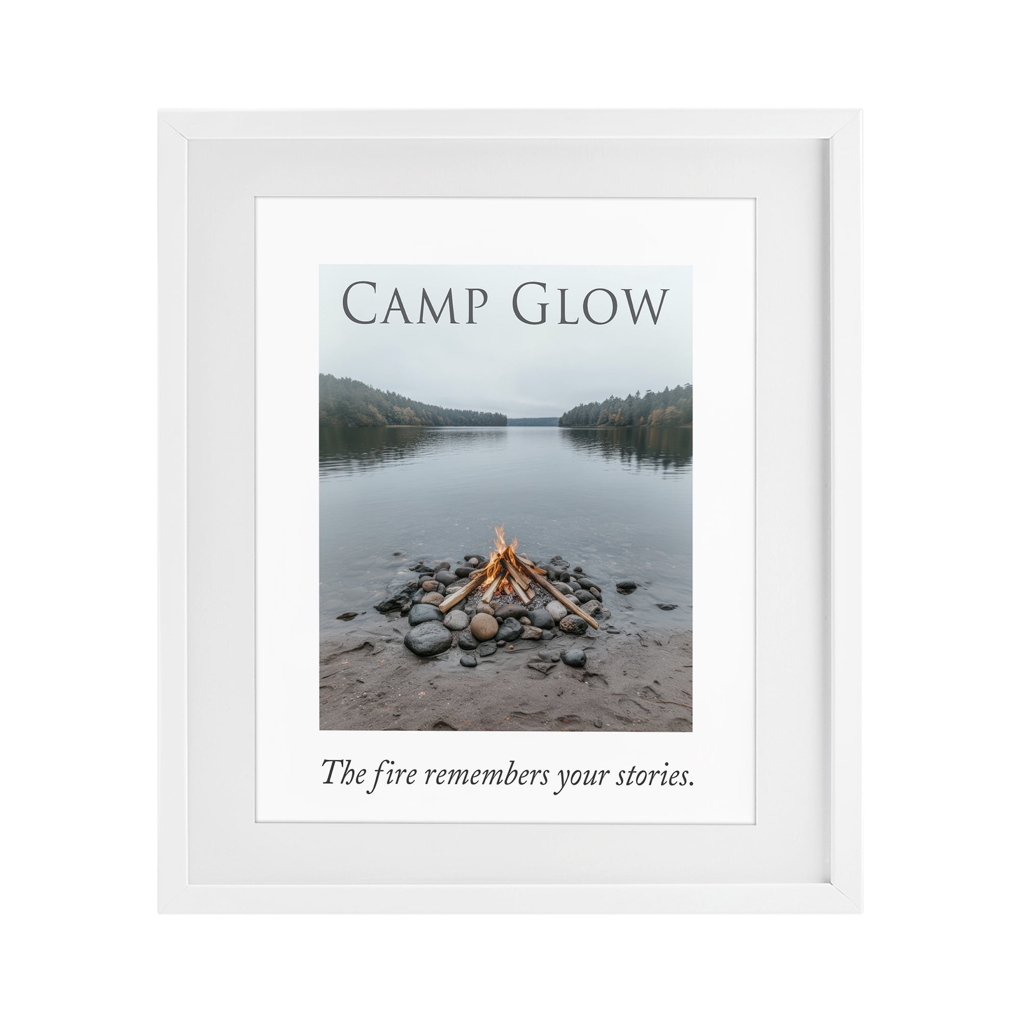 Stupell Industries Fire Remembers Your Stories White Framed Print Under Glass, design by A Barefoot Stylist