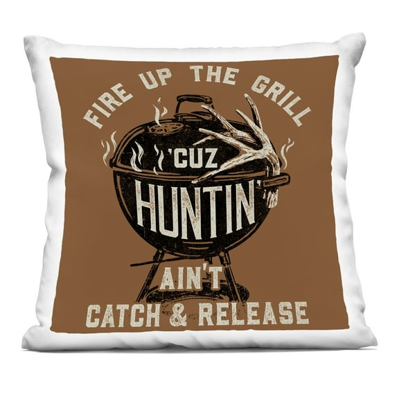Stupell Industries Fire Up Grill Funny Hunting Decorative Printed Throw Pillow design by Jedco Brands, Inc., 18 x 7 x 18