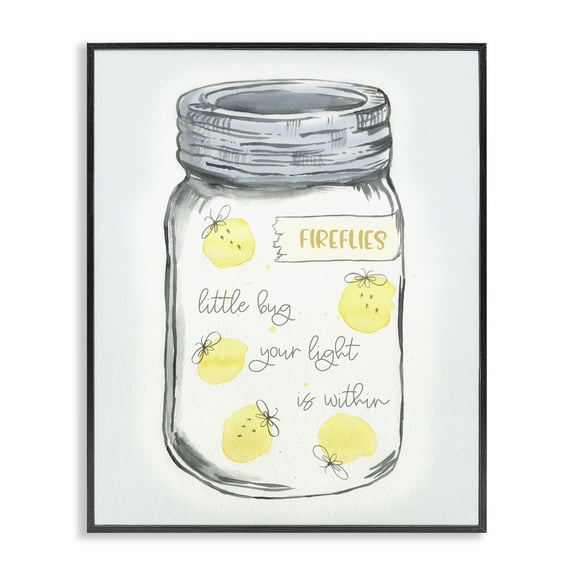 Stupell Industries Firefly Light Phrase Typography Painting Black Framed Art Print Wall Art, 11 x 14