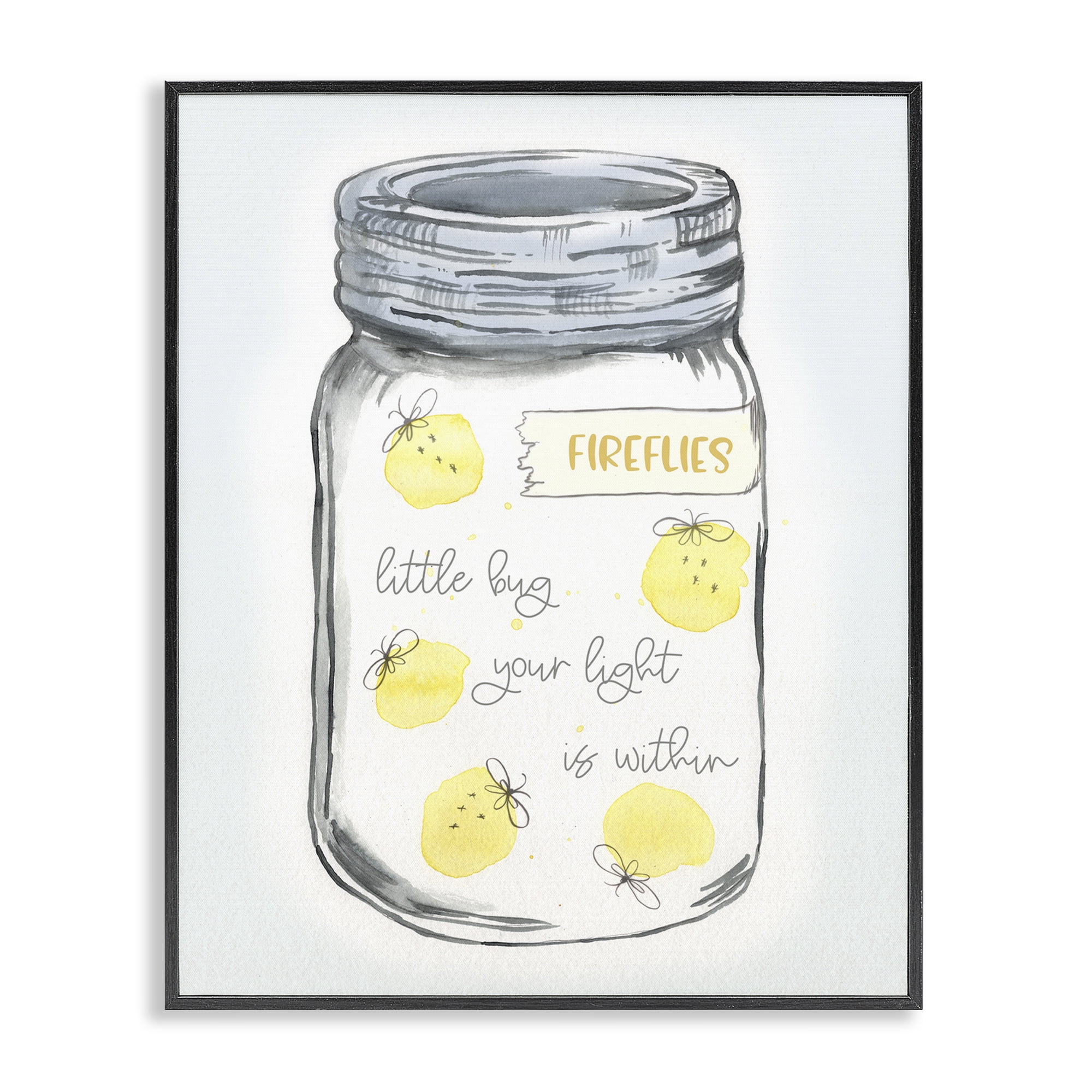Stupell Industries Firefly Light Phrase Typography Painting Black Framed Art Print Wall Art, 16 x 20