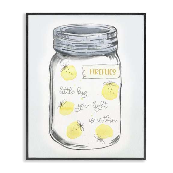 Stupell Industries Firefly Light Phrase Typography Painting Black Framed Art Print Wall Art, 24 x 30