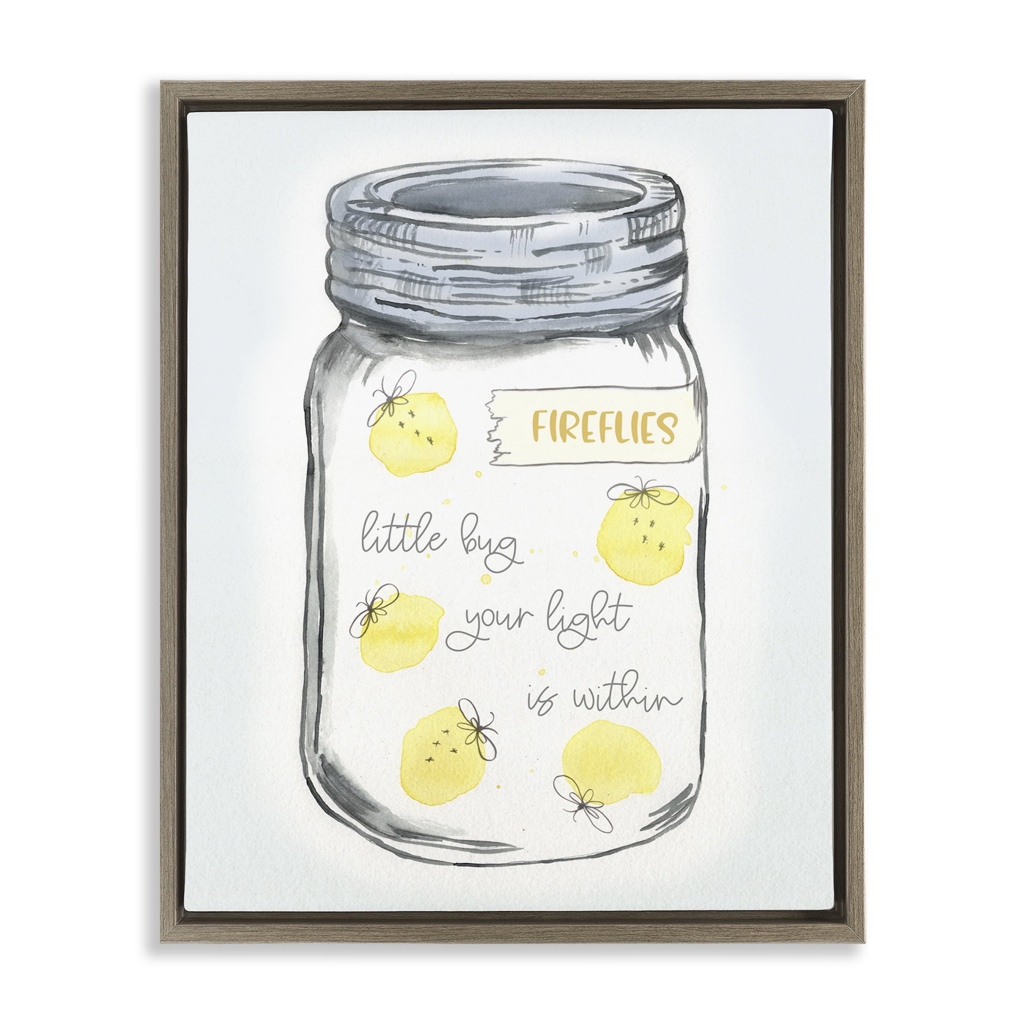 Stupell Industries Firefly Light Phrase Typography Painting Brown Floater Framed Canvas Art Print Wall Art, 25 x 31