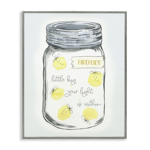 Stupell Industries Firefly Light Phrase Typography Painting Gray Framed Art Print Wall Art, 11 x 14