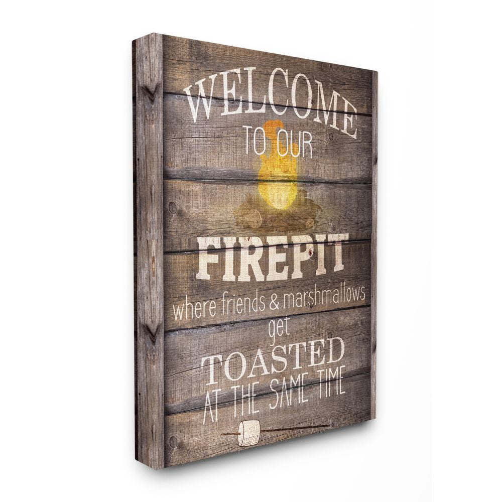 Stupell Industries Firepit Country Home Textured Word Design Canvas Wall Art by Kimberly Allen