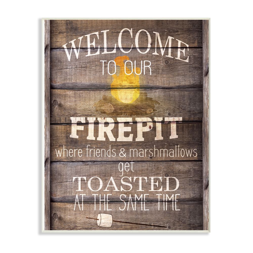 Stupell Industries Firepit Country Home Textured Word Design Wall Plaque Art by Kimberly Allen