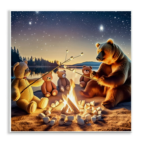 Stupell Industries Fireside Friends Bear Animals Painting Unframed Art Print Wall Art, 12 x 12
