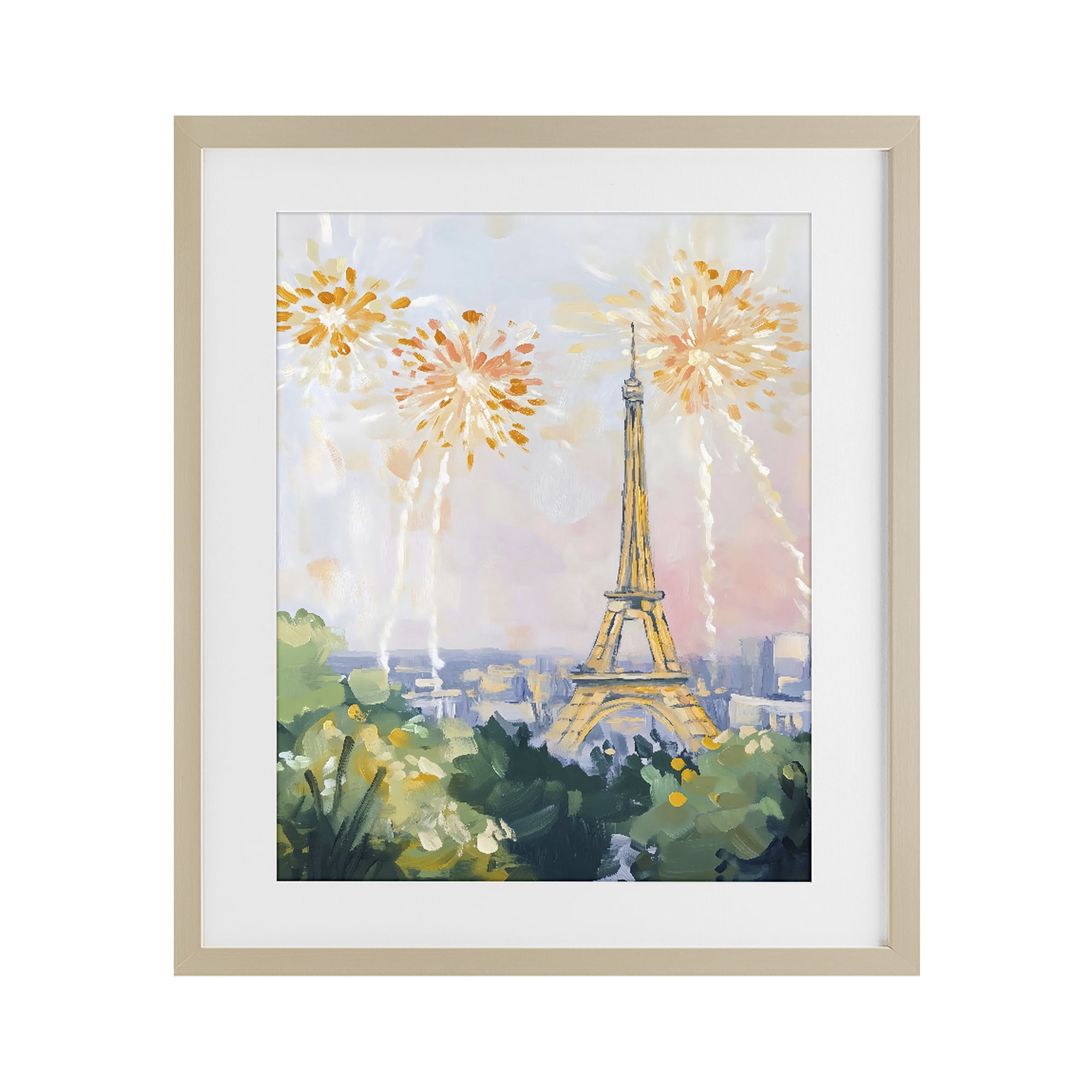 Stupell Industries Fireworks in Paris Birch Framed Print Under Glass, design by The Prints Vibe