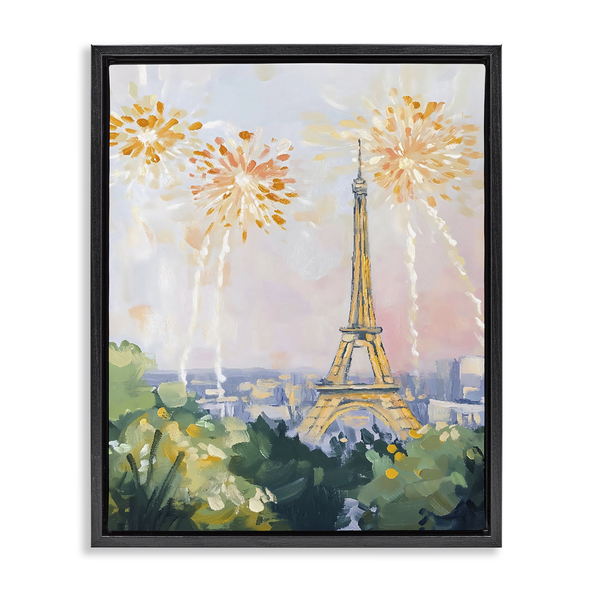 Stupell Industries Fireworks in Paris Black Framed Floater Canvas Wall Art, design by The Prints Vibe