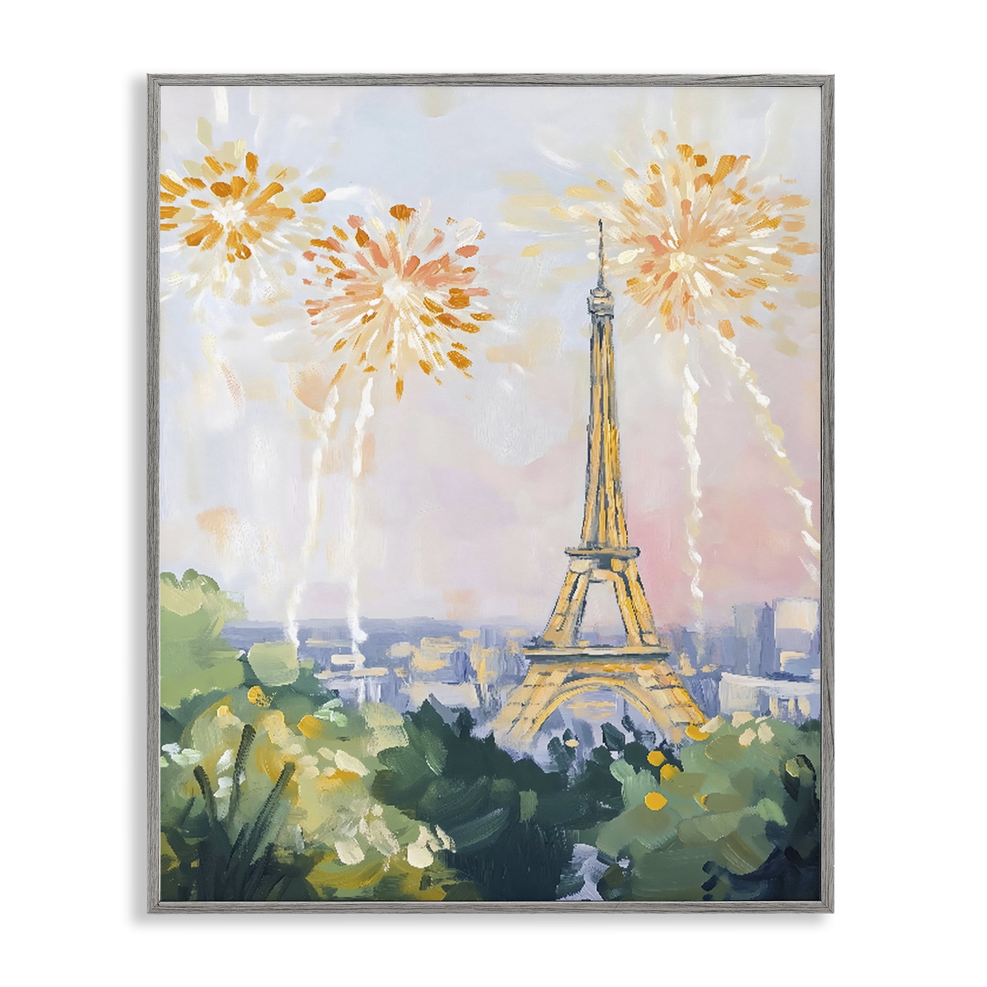 Stupell Industries Fireworks in Paris Gray Framed Giclee Art, design by The Prints Vibe