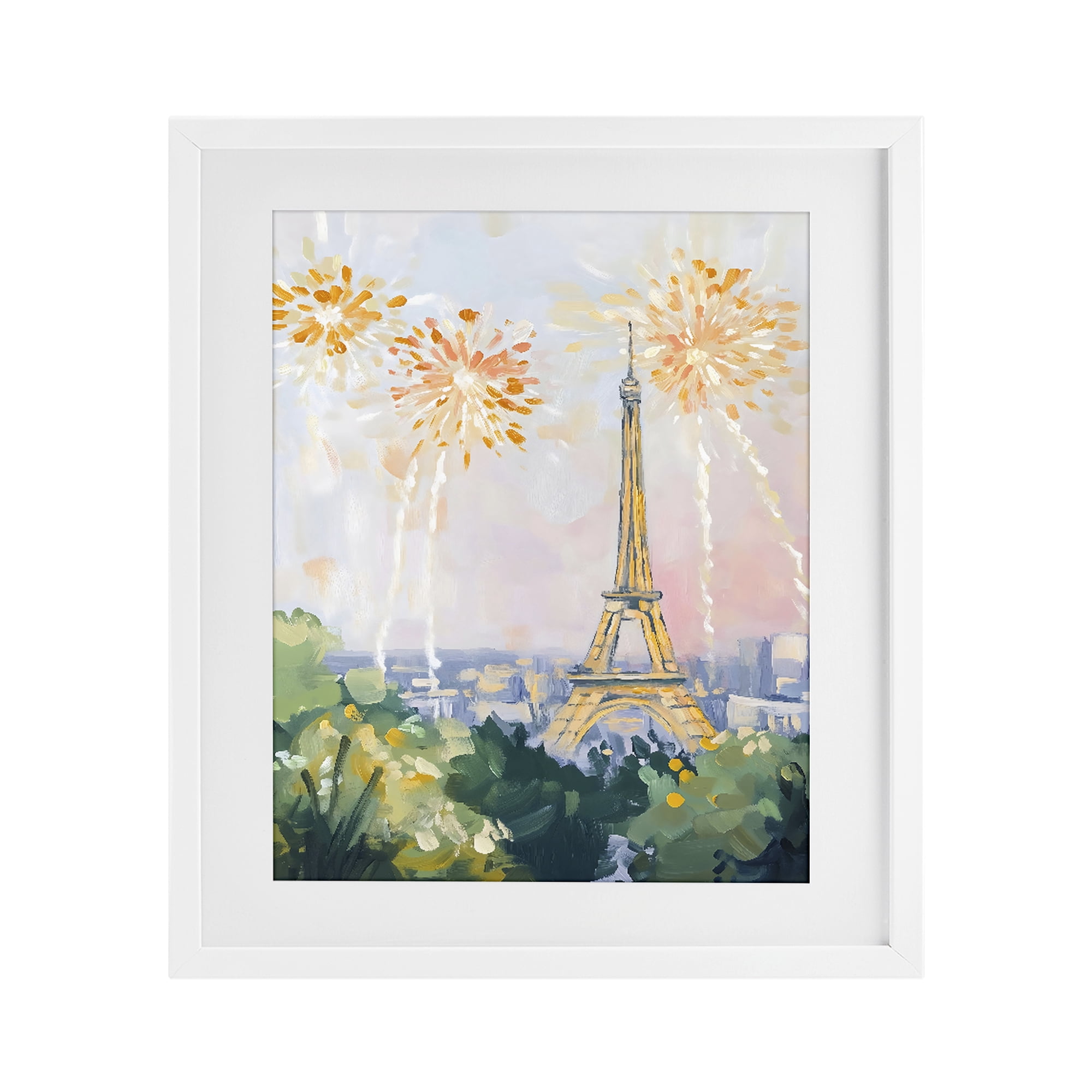 Stupell Industries Fireworks in Paris White Framed Print Under Glass, design by The Prints Vibe