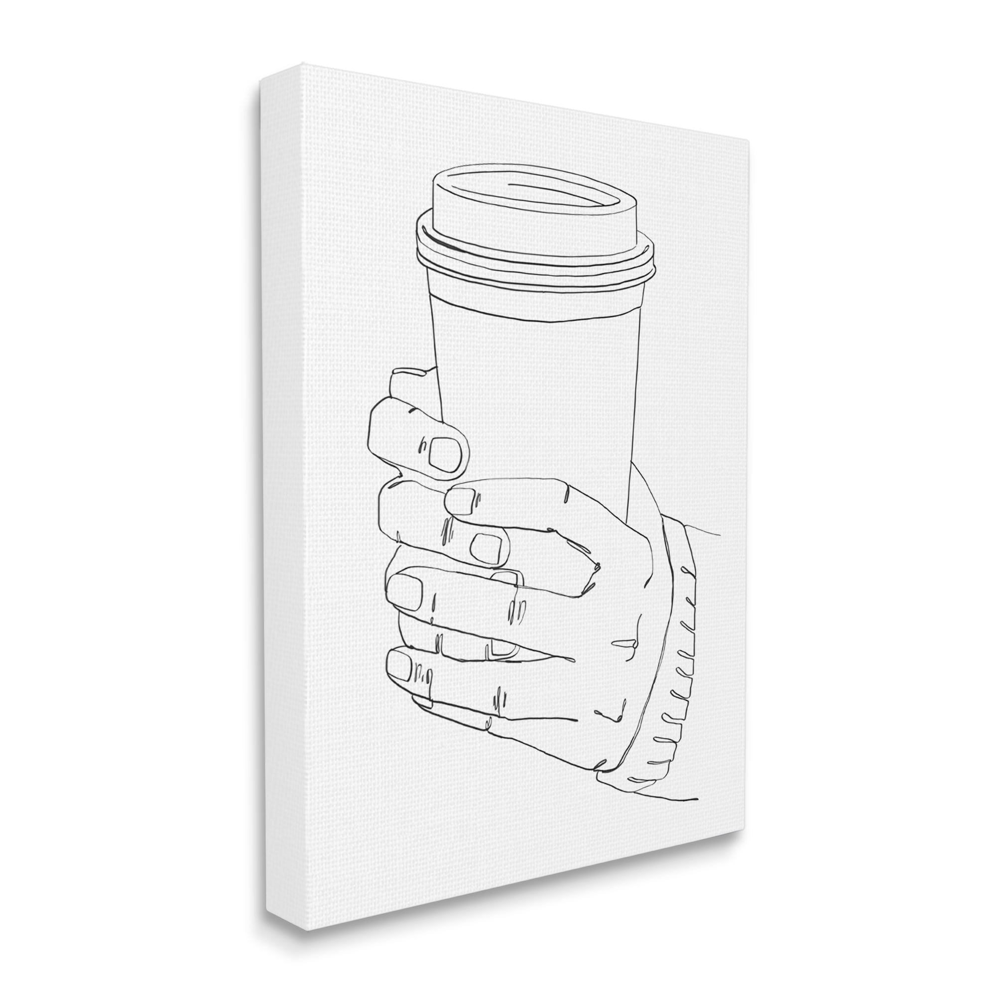 Stupell Industries Firm Hands on Coffee Cup Minimal Line Drawing, 16 x 20, Designed by Ziwei Li