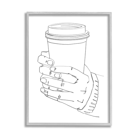 Stupell Industries Firm Hands on Coffee Cup Minimal Line Drawing, 24 x 30, Designed by Ziwei Li