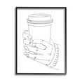 thumbnail image 1 of Stupell Industries Firm Hands on Coffee Cup Minimal Line Drawing Graphic Art Black Framed Art Print Wall Art, 11x14, by Ziwei Li, 1 of 7