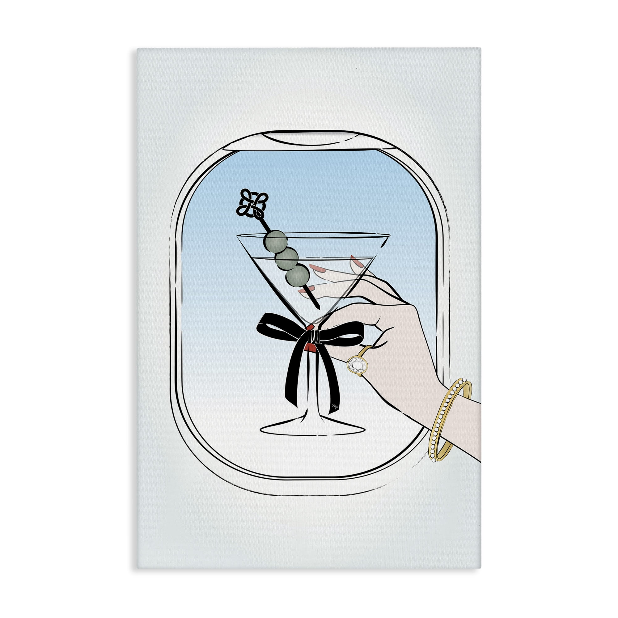 Stupell Industries First Class Cocktail Food & Beverage Painting Gallery Wrapped Canvas Art Print Wall Art, 24 x 36