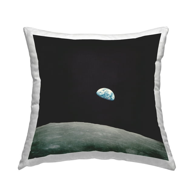 Stupell Industries First Earth Rise Astronomy Square Decorative Printed Throw Pillow, 18 x 18