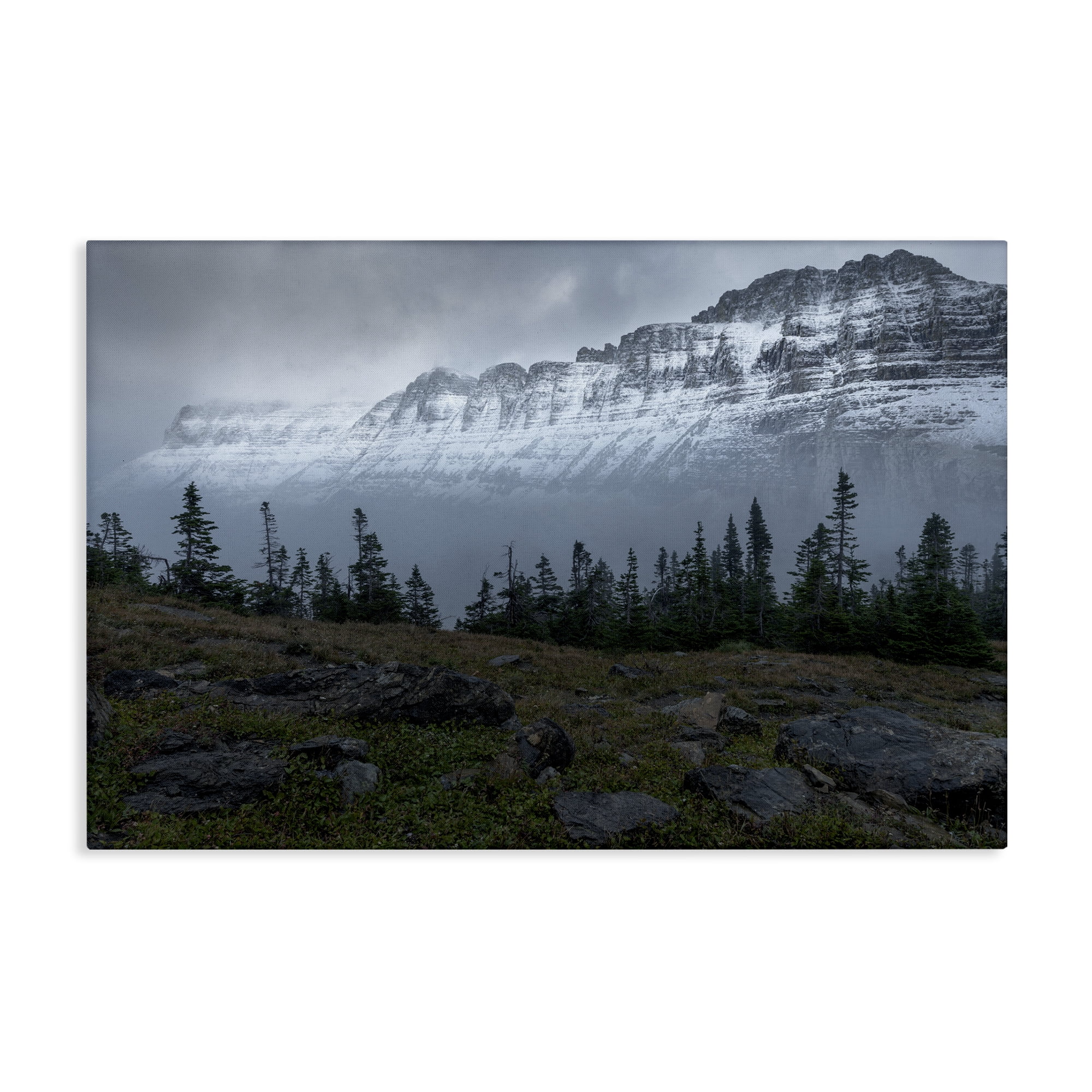 Stupell Industries First Snow Mountains Landscape Photography Gallery Wrapped Canvas Art Print Wall Art, 45 x 30