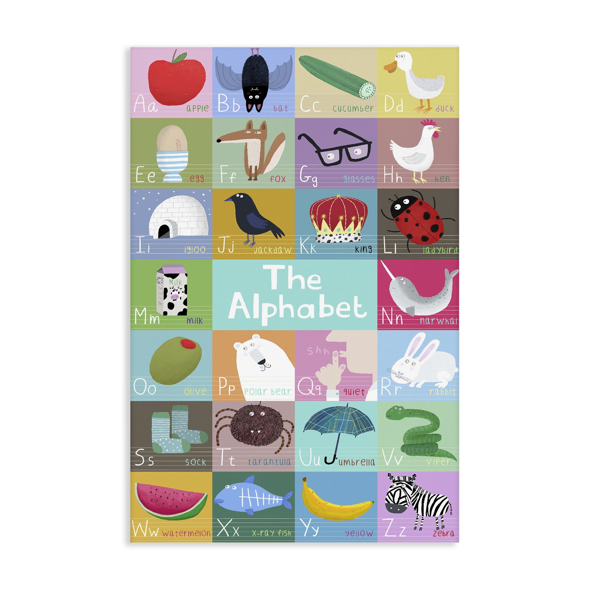 Stupell Industries First Words Alphabet Canvas Wall Art, design by Carla Daly