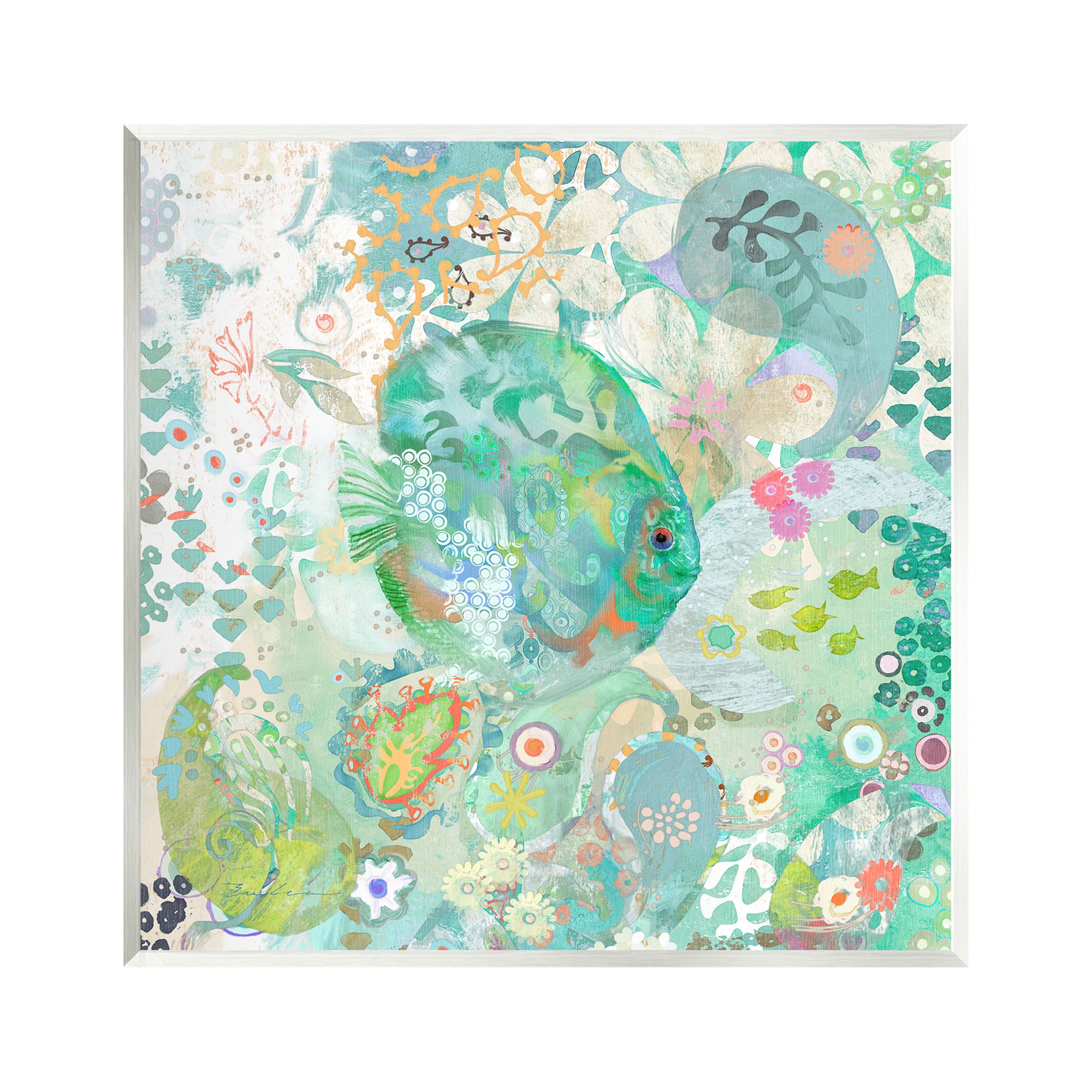 Stupell Industries Fish & Coral Pattern Animals & Insects Painting Unframed Art Print Wall Art, 12 x 12