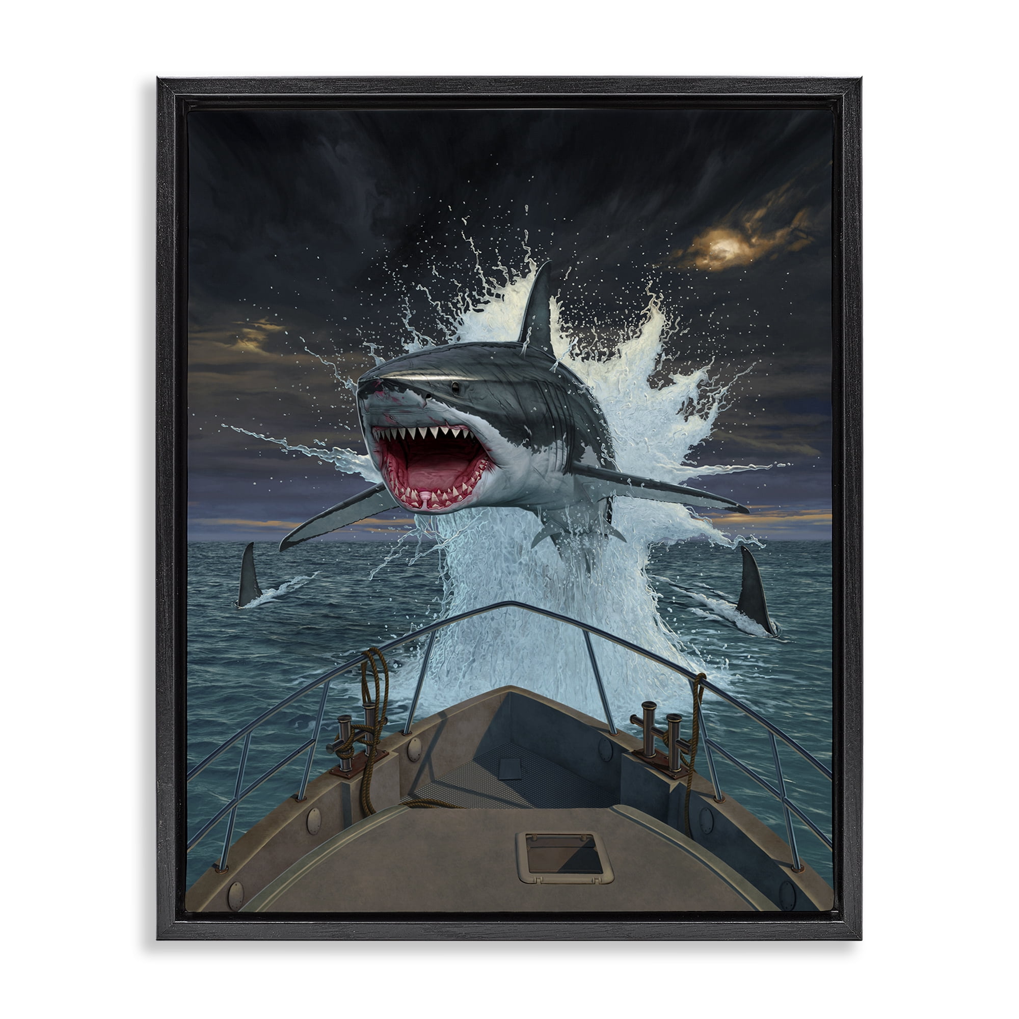 Stupell Industries Fish Out Of Water Black Framed Floater Canvas Wall Art, design by Vincent Hie