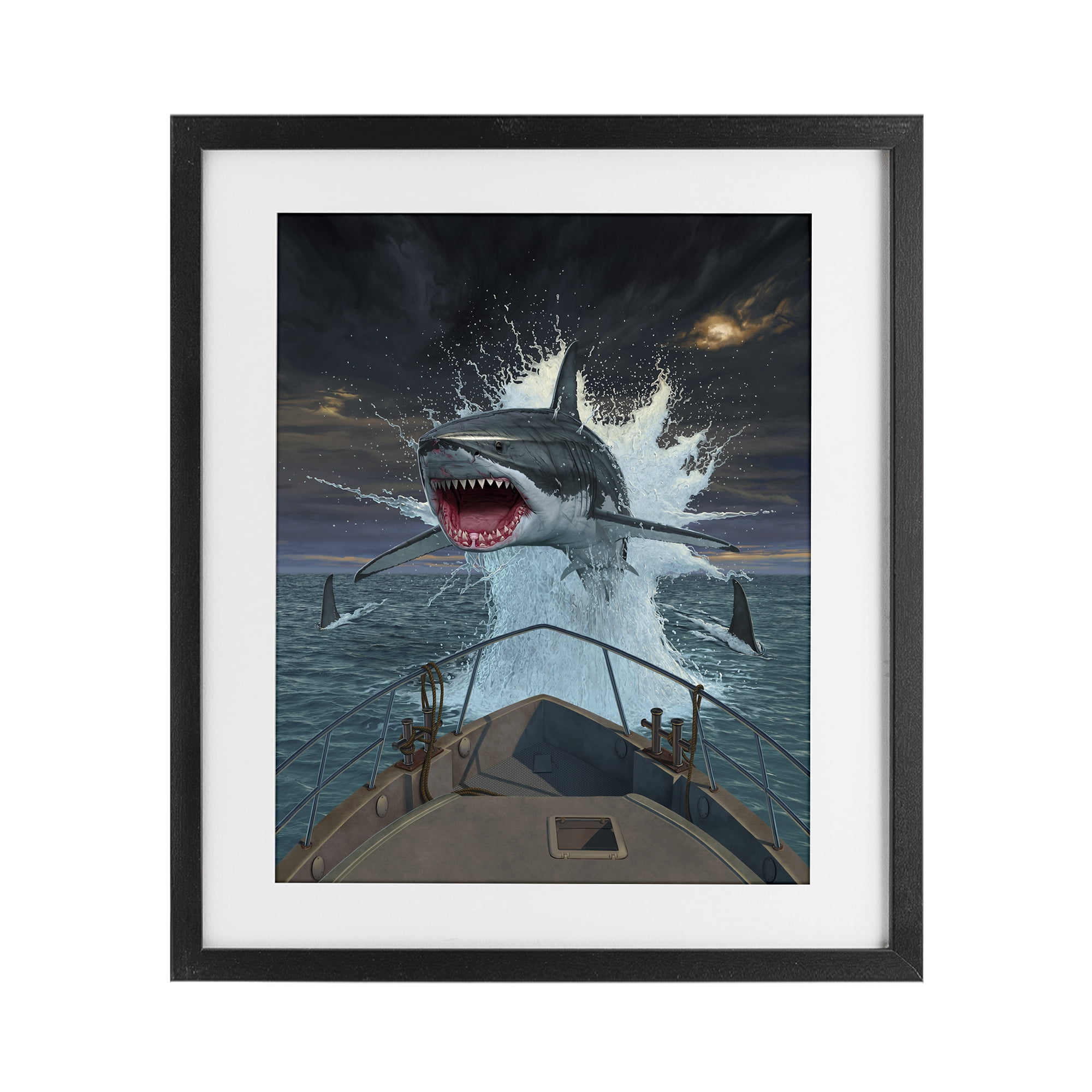Stupell Industries Fish Out Of Water Black Framed Print Under Glass, design by Vincent Hie