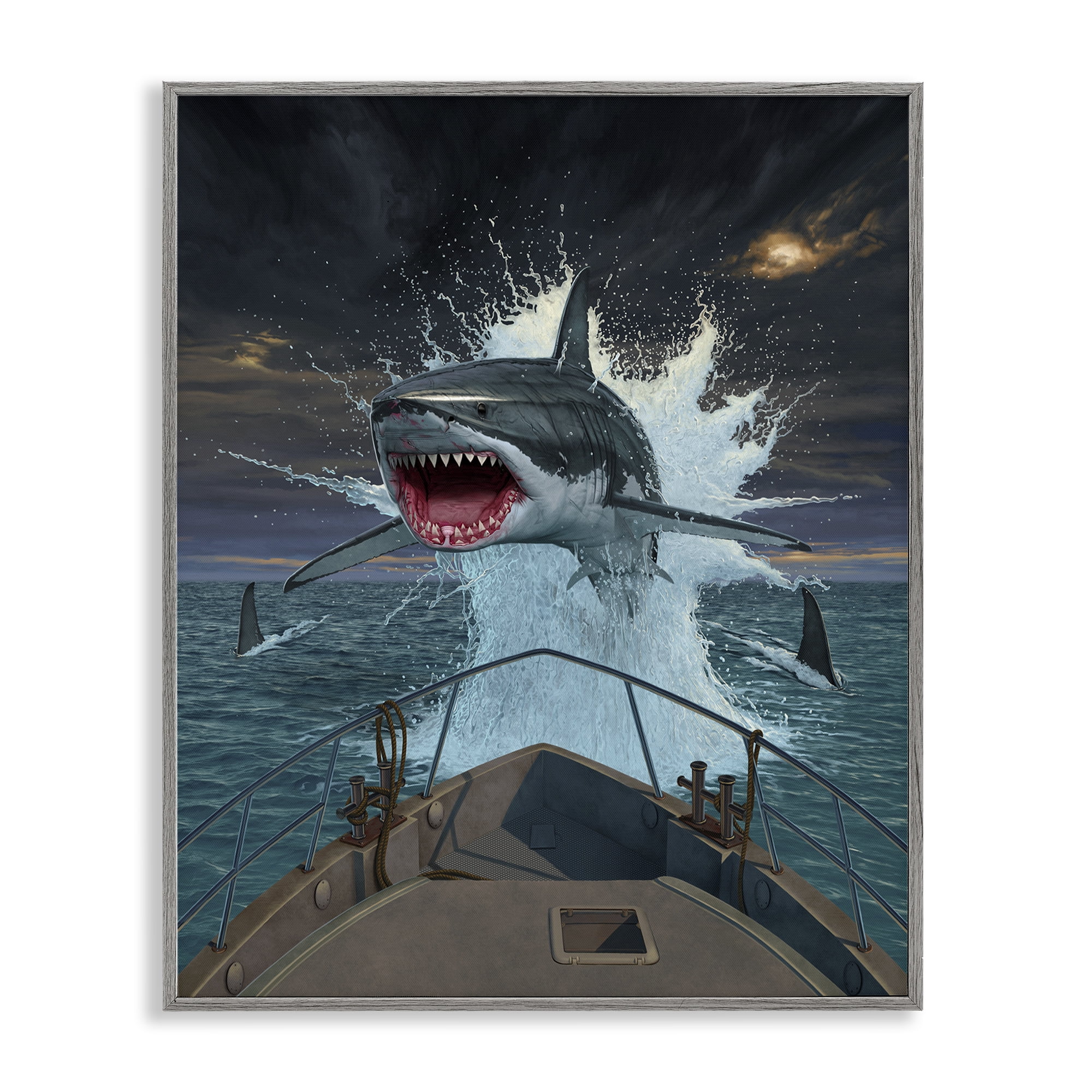Stupell Industries Fish Out Of Water Gray Framed Giclee Art, design by Vincent Hie