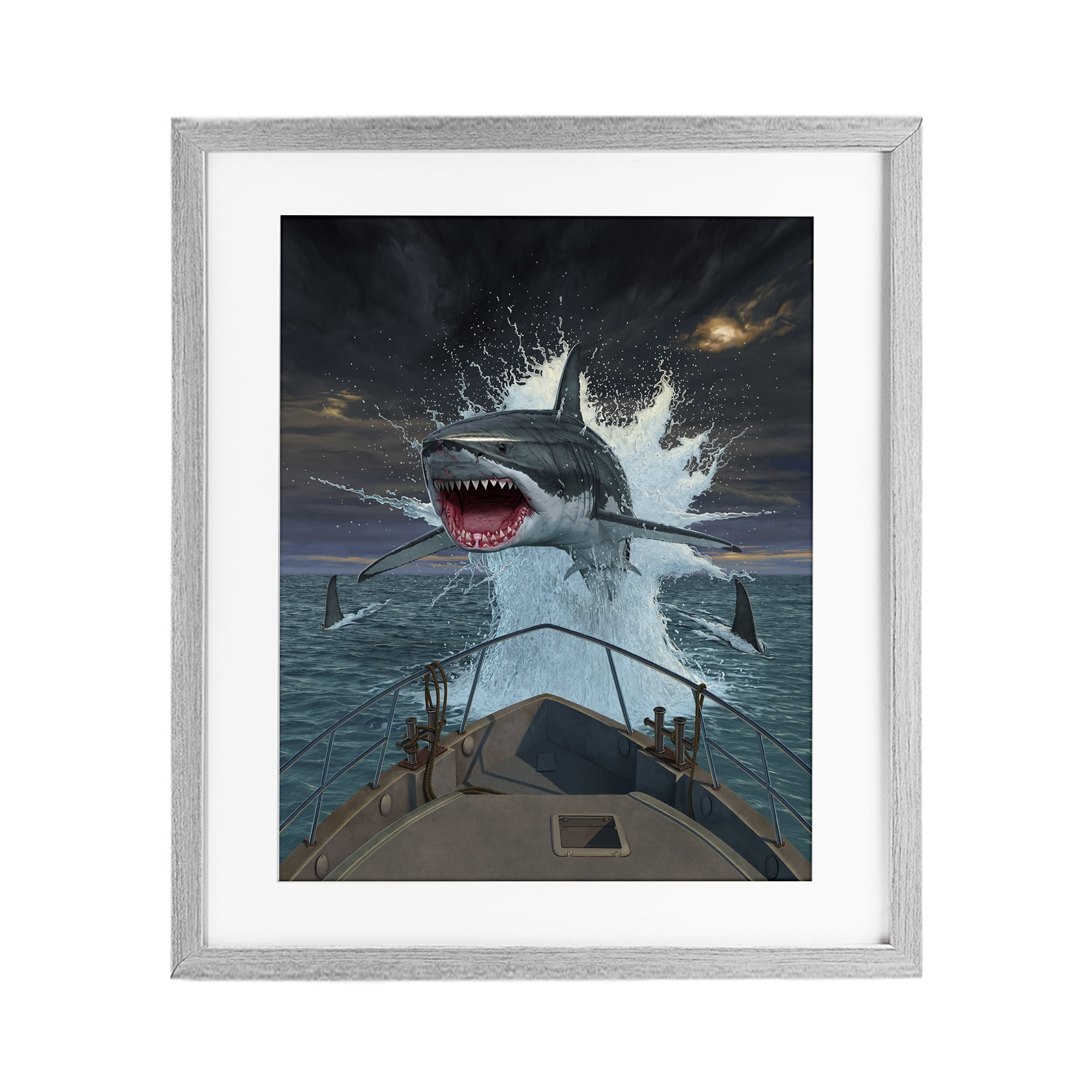 Stupell Industries Fish Out Of Water Gray Framed Print Under Glass, design by Vincent Hie