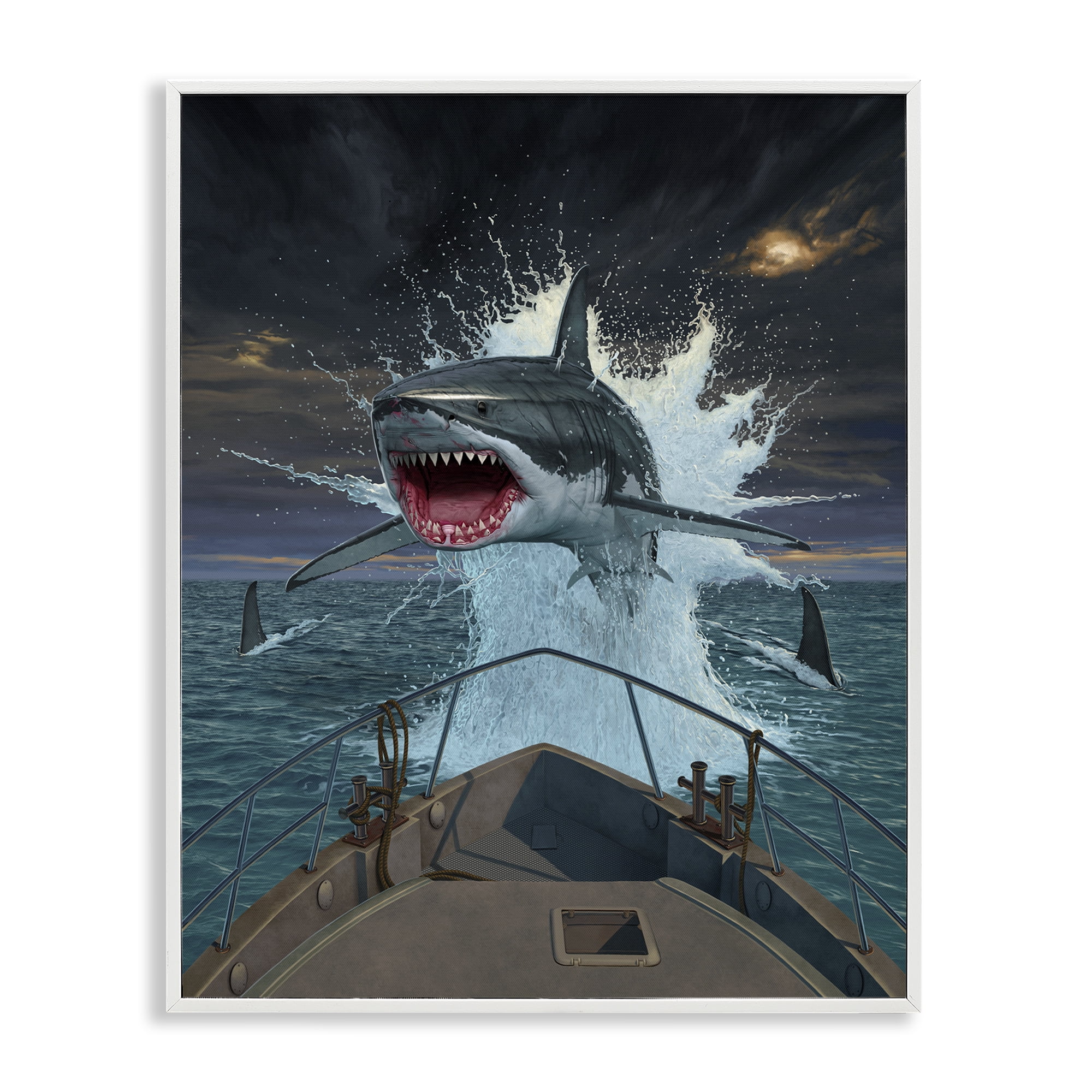 Stupell Industries Fish Out Of Water White Framed Giclee Art, design by Vincent Hie