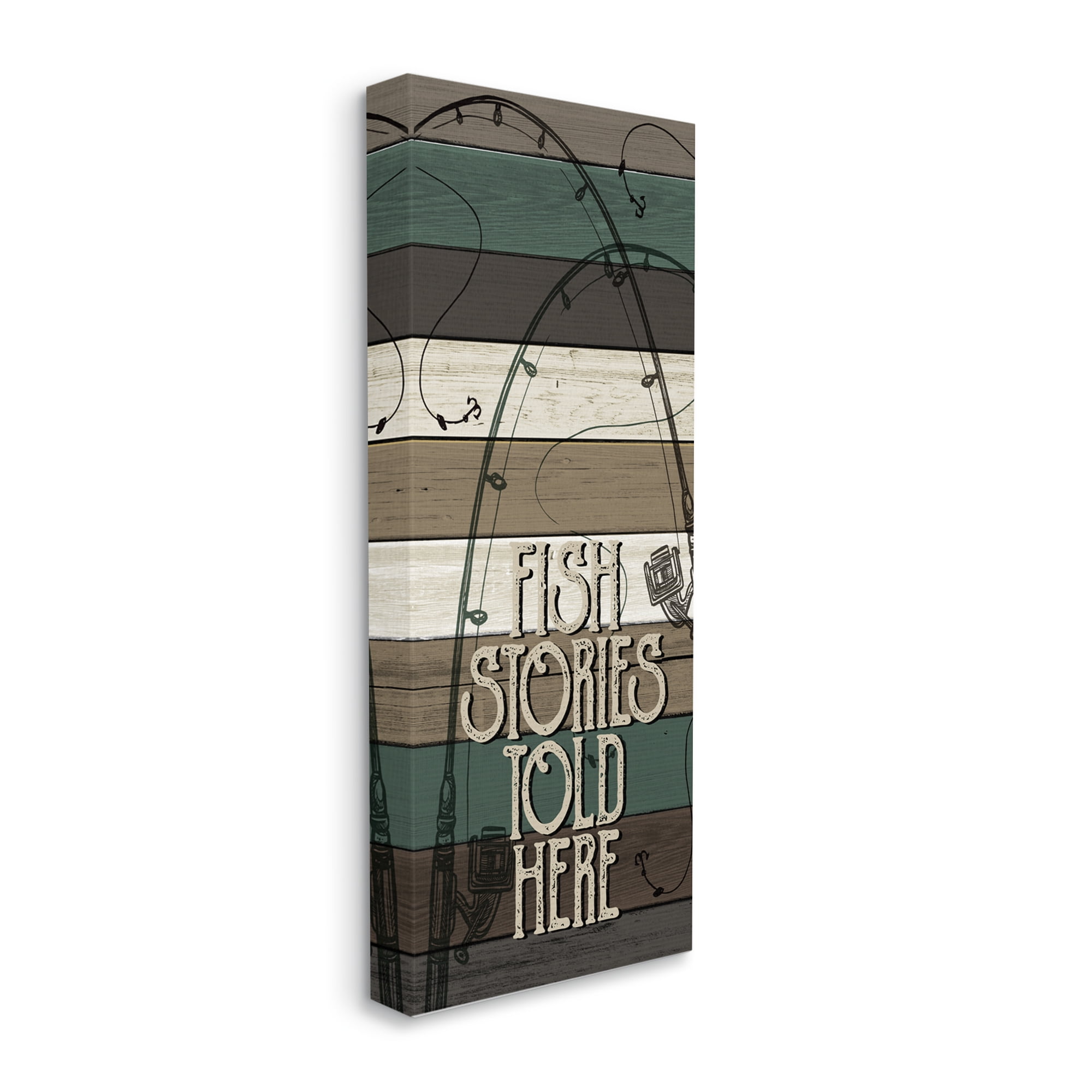 Stupell Industries Fish Stories Sold Here Sign Rustic Fishing Rods, 17 x 40, Design by Kim Allen