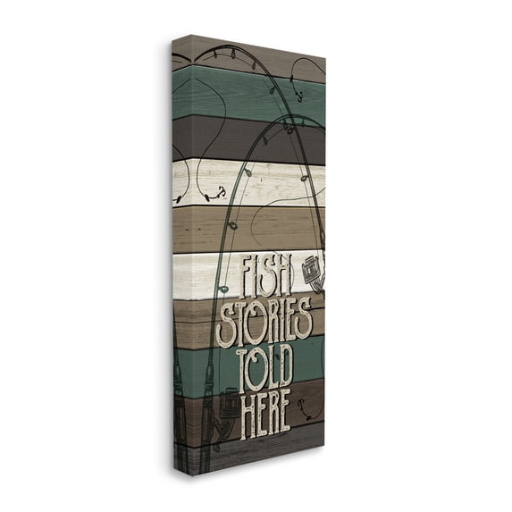 Stupell Industries Fish Stories Sold Here Sign Rustic Fishing Rods, 17 x 40, Design by Kim Allen