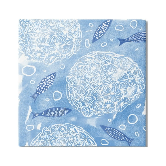 Stupell Industries Fish Swimming Among Sea Life Coral Flowers Bubbles Graphic Art Gallery Wrapped Canvas Print Wall Art, Design by Ziwei Li