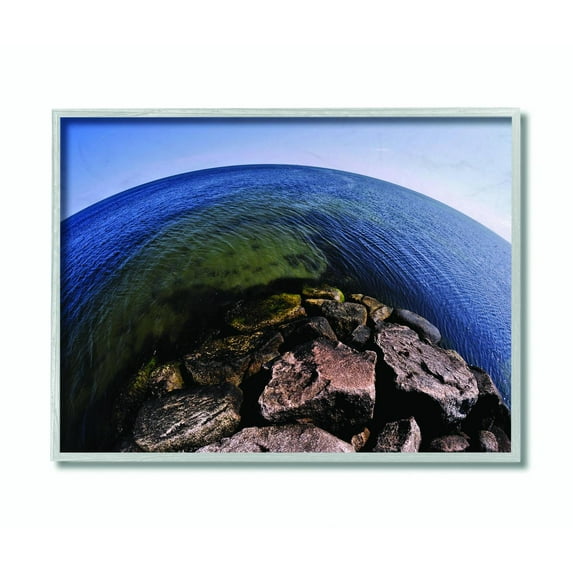 Stupell Industries Fisheye Ocean Sea Landscape Photograph Framed Wall Art by Joseph Elliott