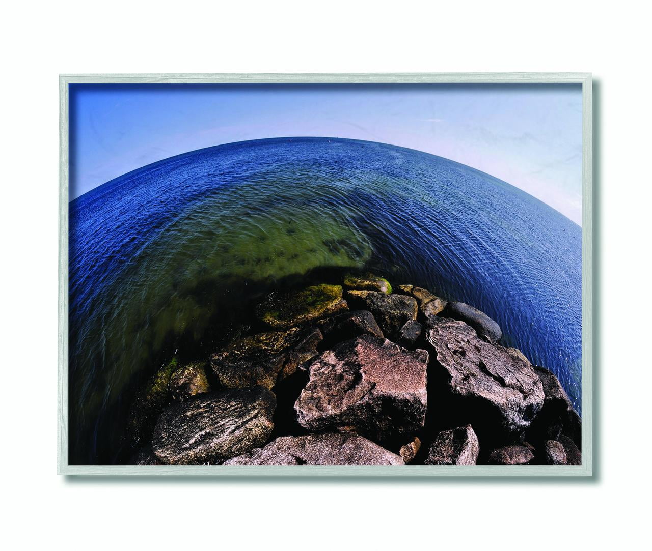 Stupell Industries Fisheye Ocean Sea Landscape Photograph Framed Wall Art by Joseph Elliott