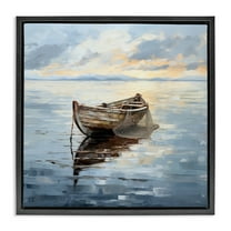 Stupell Industries Fishing Boat Painting Transportation Painting Black Floater Framed Canvas Art Print Wall Art, 18 x 18