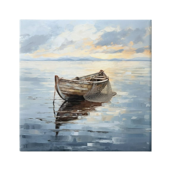 Stupell Industries Fishing Boat Painting Transportation Painting Gallery Wrapped Canvas Art Print Wall Art, 17 x 17