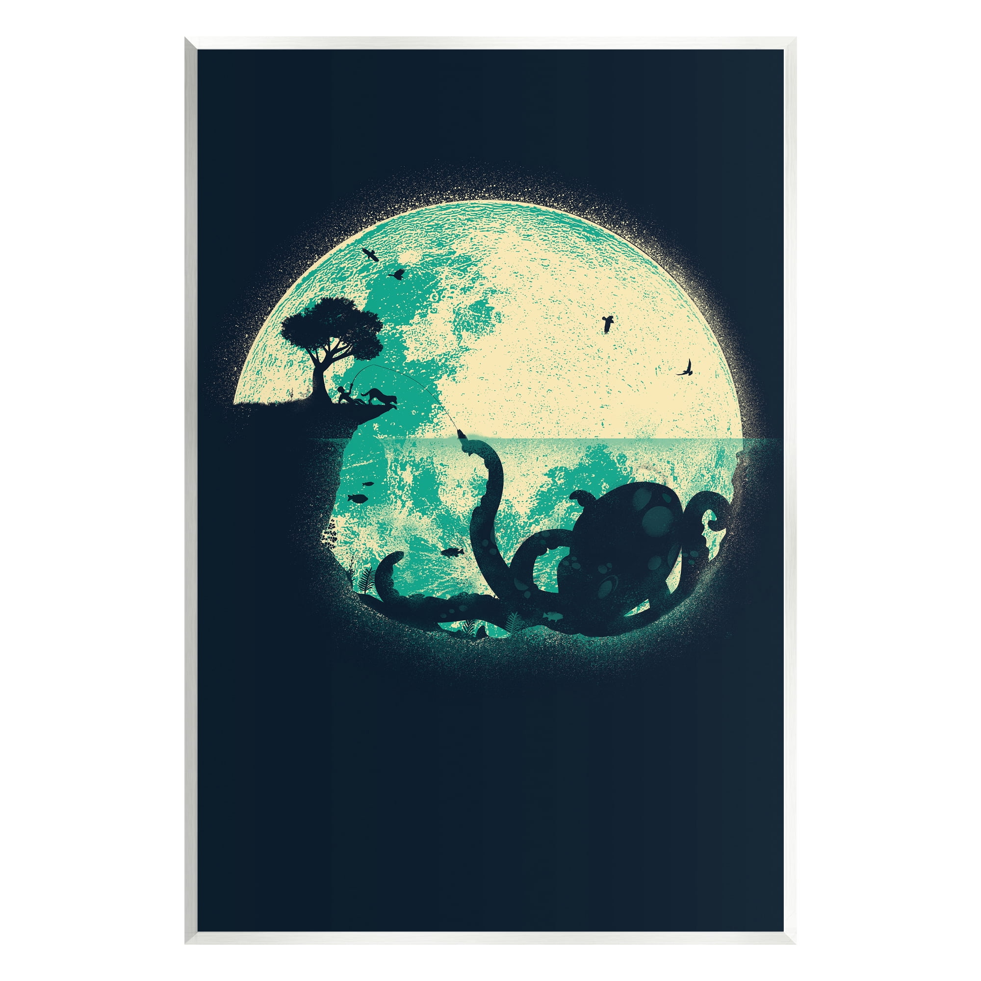 Stupell Industries Fishing Giant Octopus Animals & Insects Painting Unframed Art Print Wall Art, 13 x 19