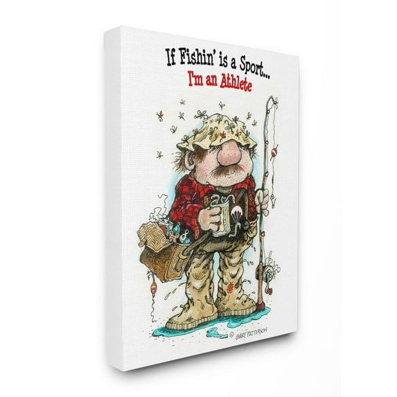 Stupell Industries Fishing I'm An Athlete Funny Sports Cartoon Design Canvas Wall Art by Gary Patterson