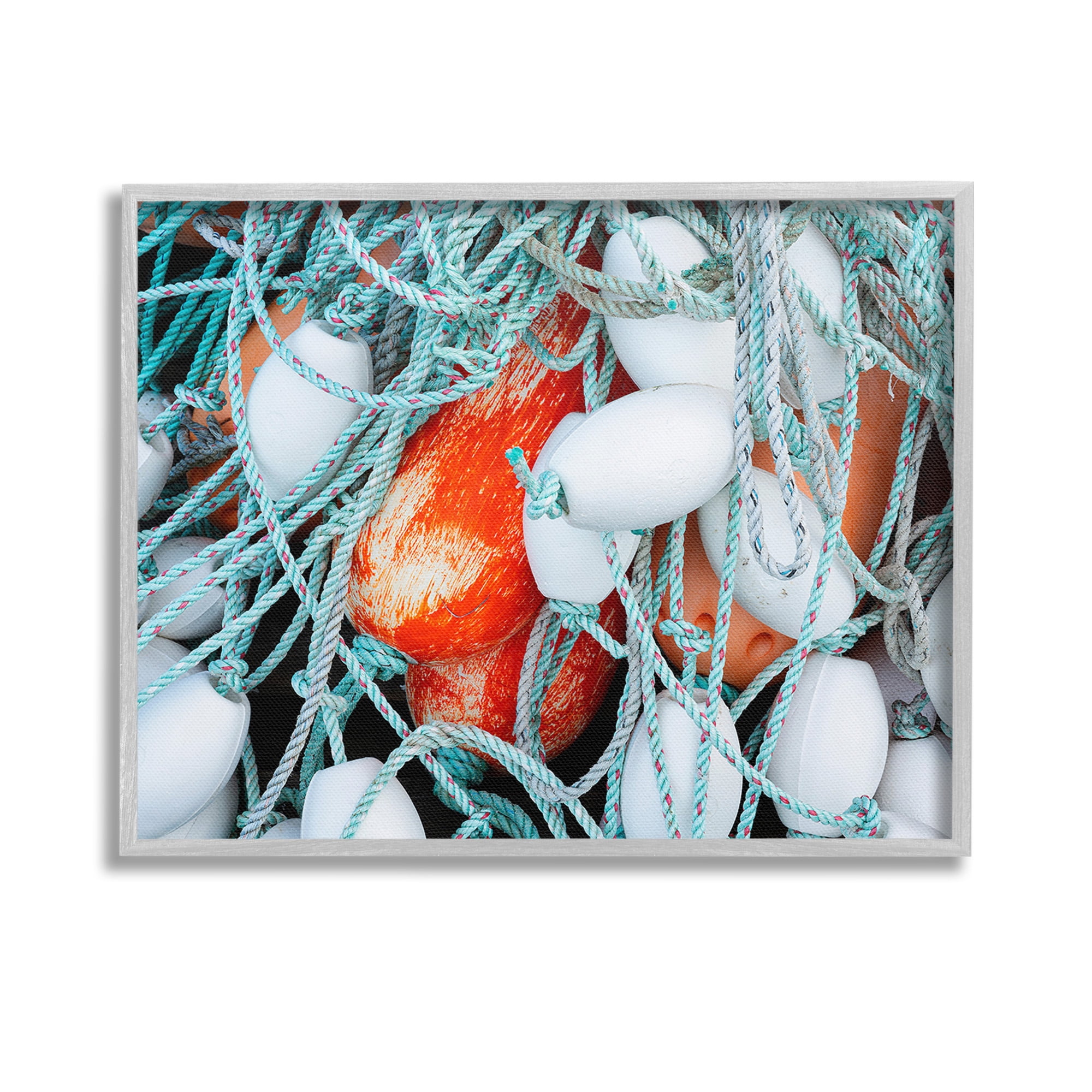 Stupell Industries Fishing Lines & Bobbers Nature Photography Gray Framed Art Print Wall Art, 14 x 11