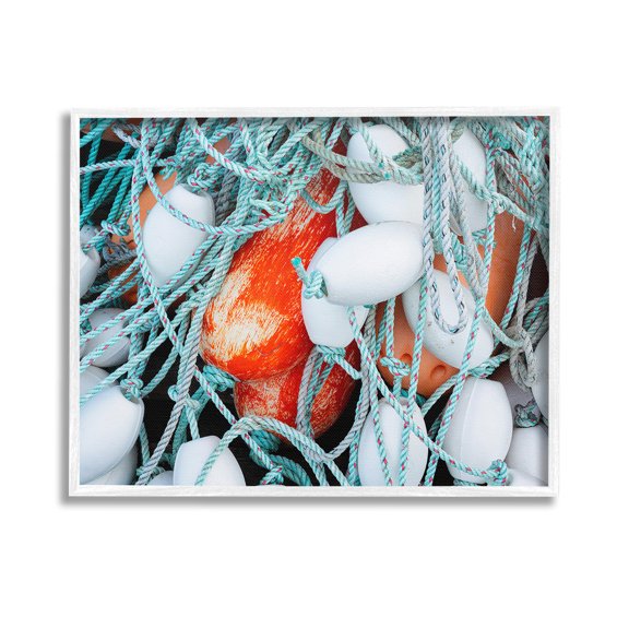 Stupell Industries Fishing Lines & Bobbers Nature Photography White Framed Art Print Wall Art, 14 x 11