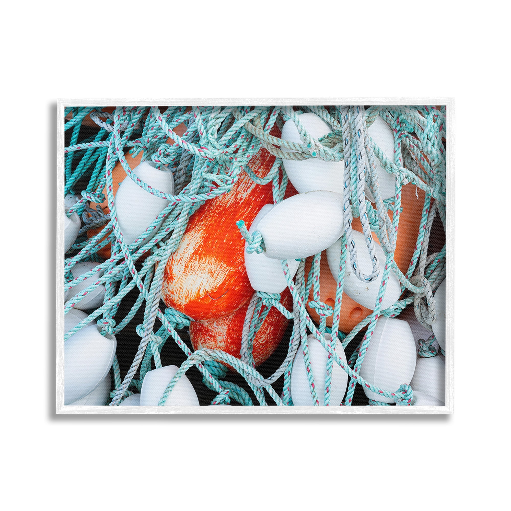 Stupell Industries Fishing Lines & Bobbers Nature Photography White Framed Art Print Wall Art, 20 x 16