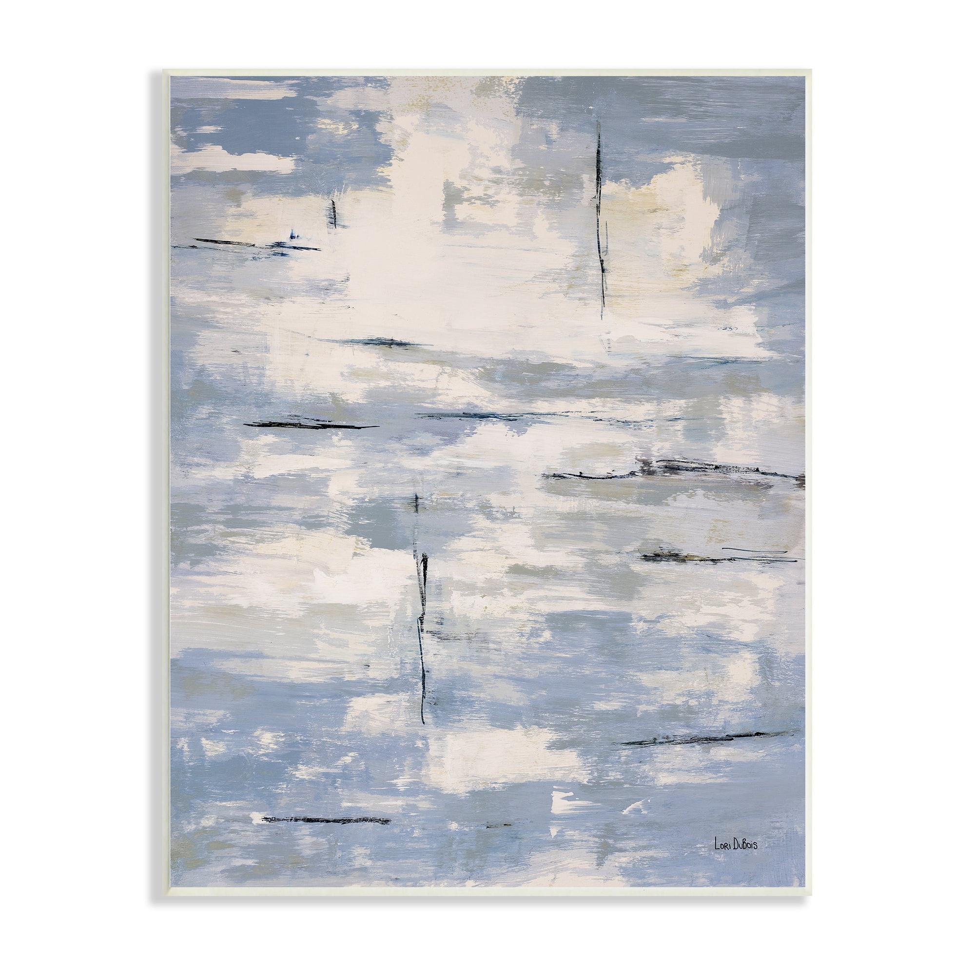 Stupell Fishing Lines River Edge Water Sky Reflection Wood Wall Art - Blue 10 x 15