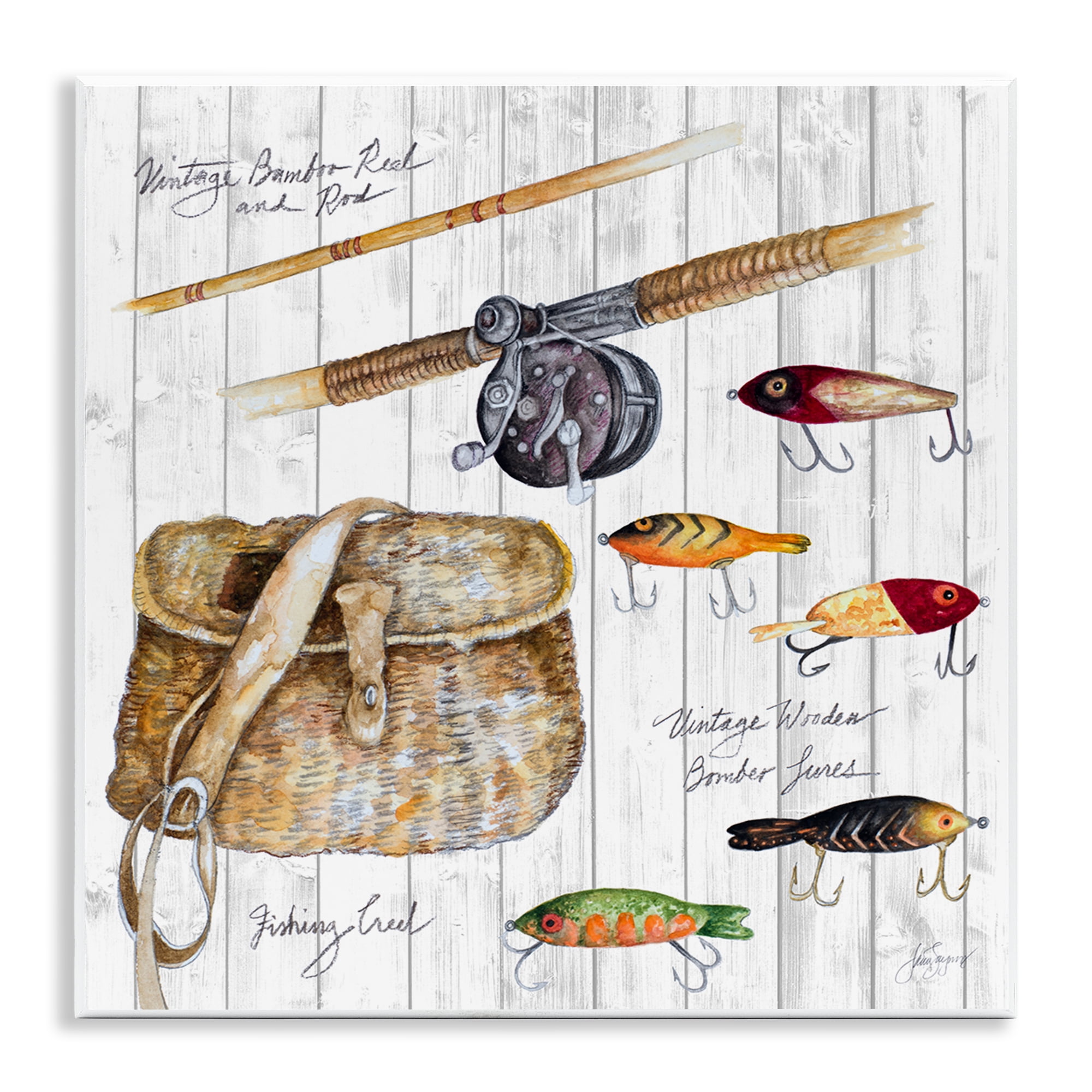 Stupell Industries Fishing Tackle Box Nautical & Beach Painting Unframed Art Print Wall Art, 12 x 12