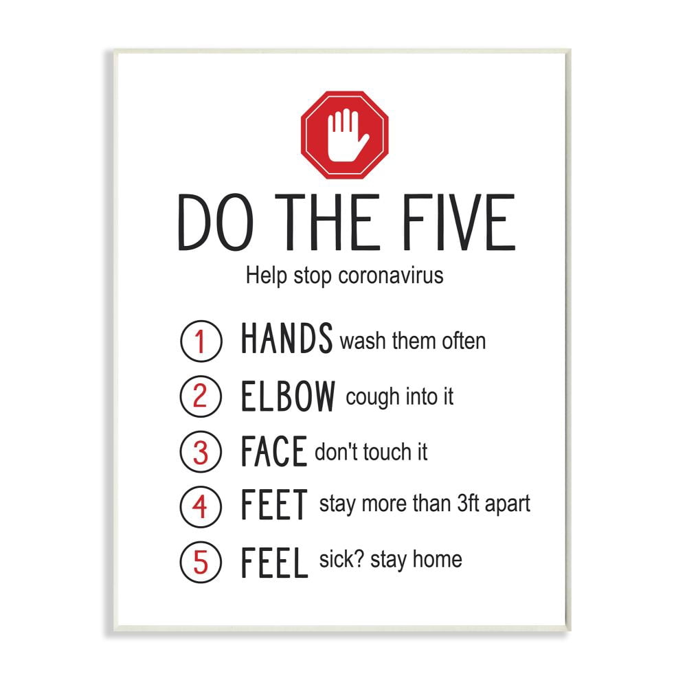 Stupell Industries Five Cleanliness Steps Coronavirus Sick Safety Sign Wall Plaque Design by Lettered and Lined